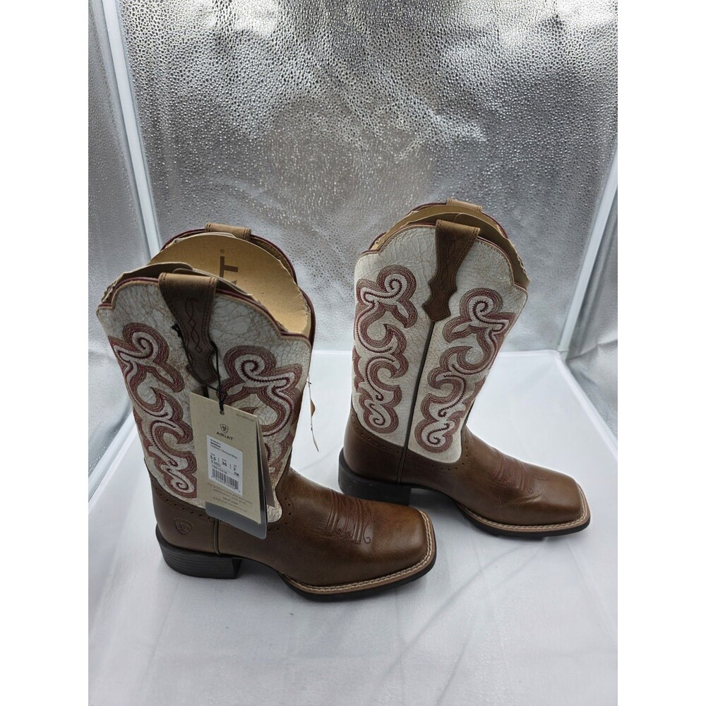 Ariat Women’s Boots QuickDraw Size 5.5 Square Toe Sandstorm Distressed White NEW